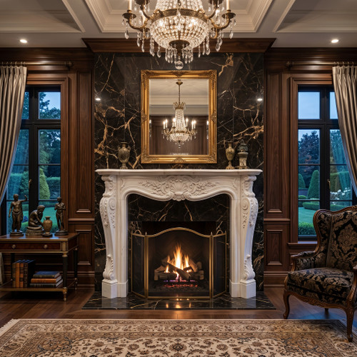 White Marble Classic Mantel L79.9*H55*W13.8 Inches        OPEN?L48.4*H42 Inches  Ge21553