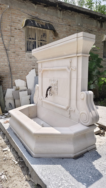 Sandstone Self Contained Wall Fountain L74.8*H65.4*W35.4 Inches  Ge21557 Sandstone Self Contained Wall Fountain L74.8*H65.4*W35.4 Inches  Ge21557