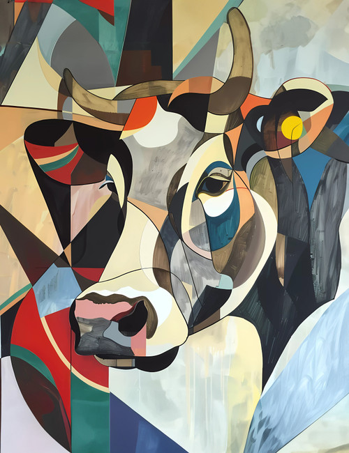 New Mid Century Modern Cow Giclee