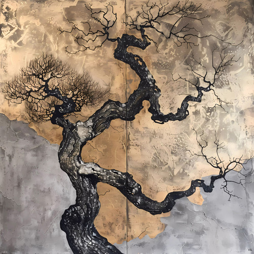 Square Abstract Tree Giclee 40x40