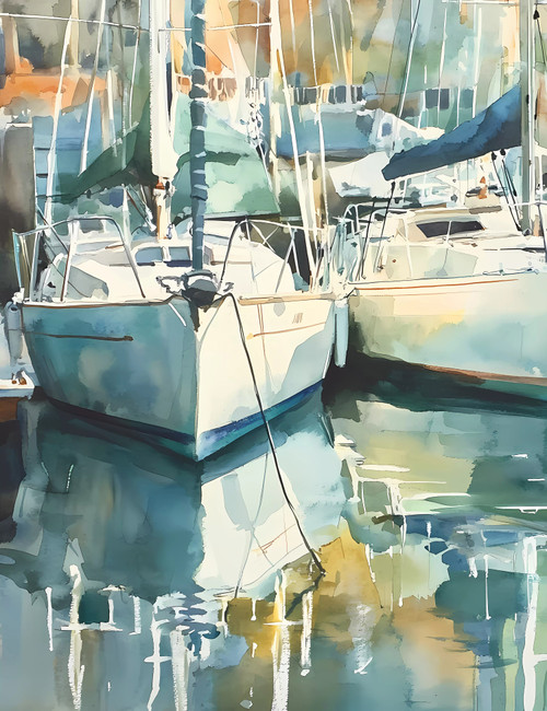Docked Boats 5 Giclee