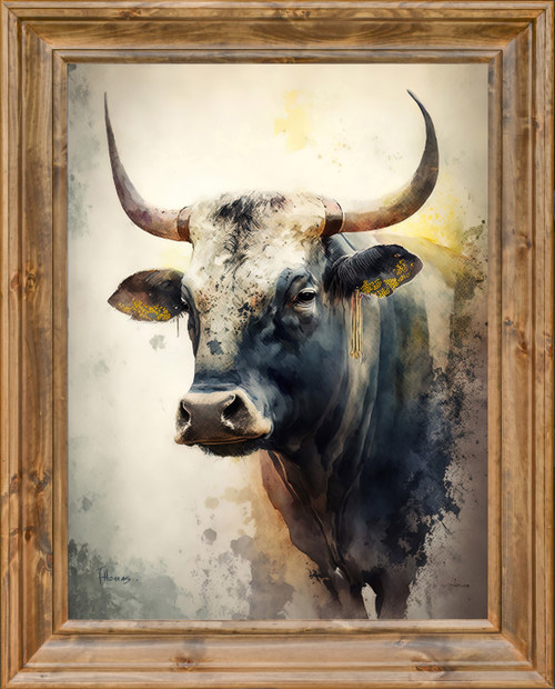 Framed Bull Face Giclee 36x48