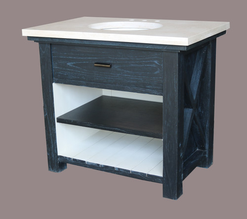 Rustic Cross Panel Charcoal Vanity