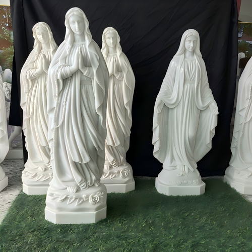 White Marble Praying Hands Virgin Mary 32 Inches High