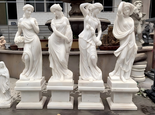 Set4 White Marble Four Seasons Ladies 51 Inches High