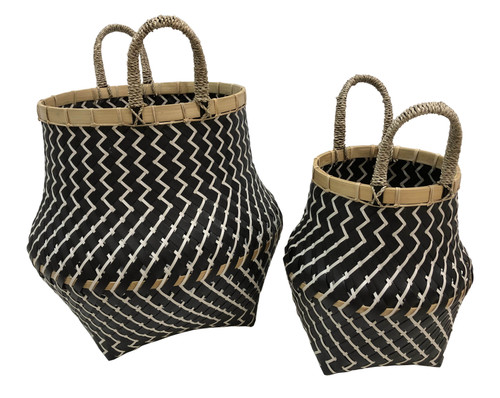 Taos Set 2 Bamboo Baskets With Handles