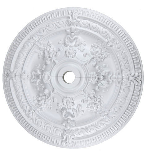 White Scroll Rose Ornate Split Ceiling Medallion