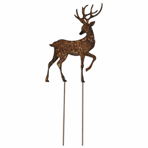 Woodland Crest Rustic Iron Stag Garden Stake
