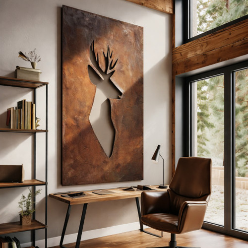 Stag Rustic Metal Profile Wall Art