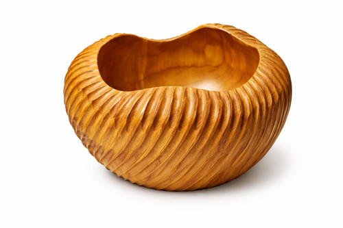 Sculpted Wave Teak Accent Bowl