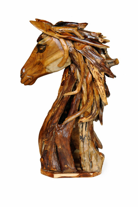 Horse Head 39'' Teak Statue
