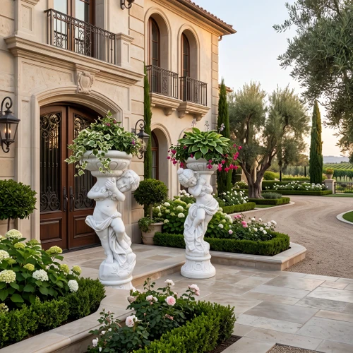 Classical Cherub White Marble Planter Pedestals  Set of 2 White Marble H47.2