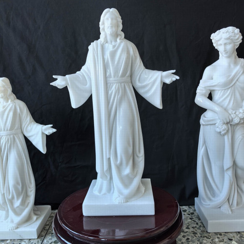 Sacred Heart of Jesus White Marble Statue White Marble H19.7
