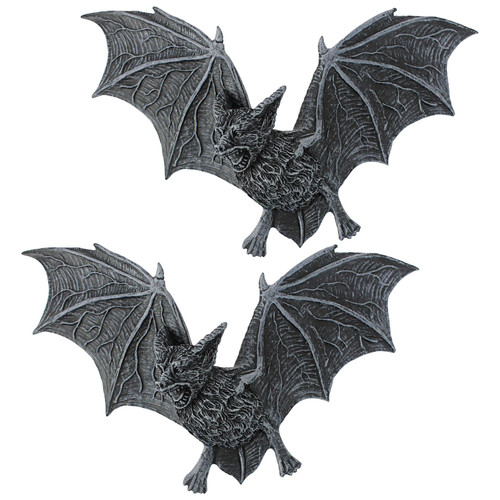 Set of 2 Midnight Flight Gothic Bat Wall Sculptures