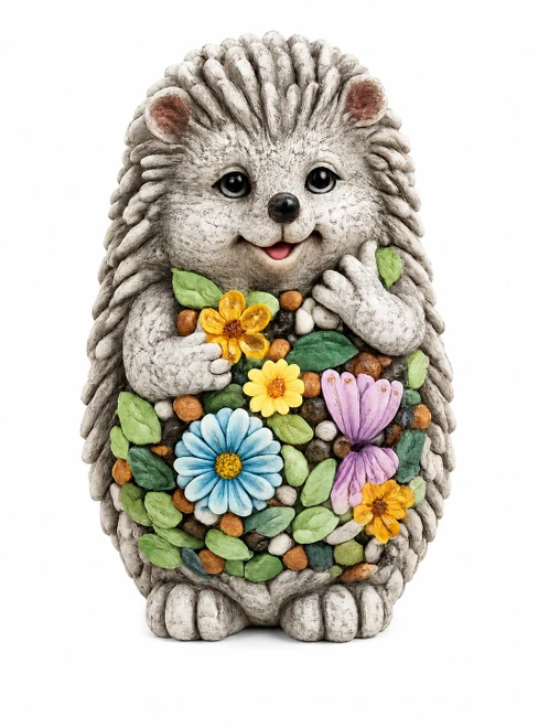 Meadow Bloom Hedgehog Solar Statue
