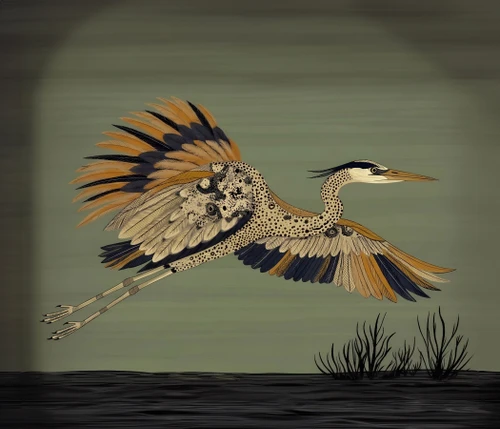 Flying Heron Giclee
