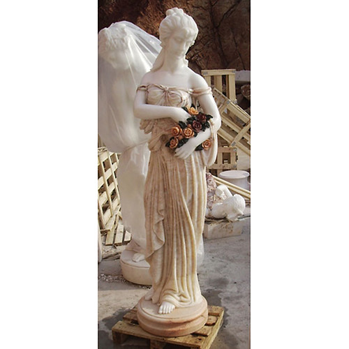Lady with Roses Marble Statue