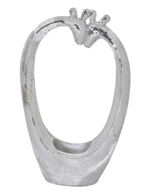 Mosaic Mirror Silver Abstract Two loving Giraffes