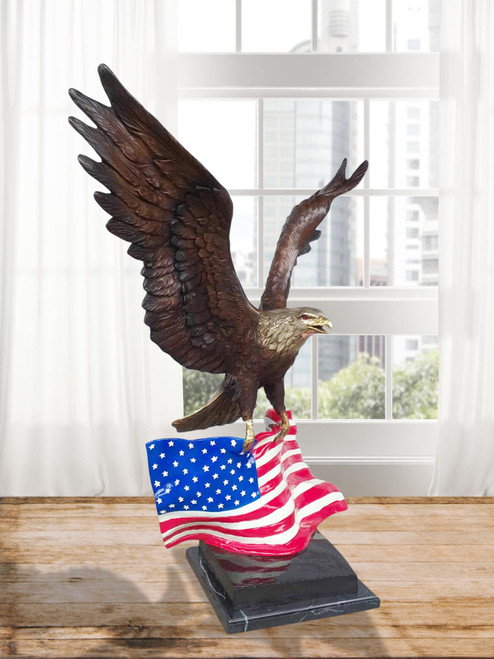Eagle of America Flag and Marble Base