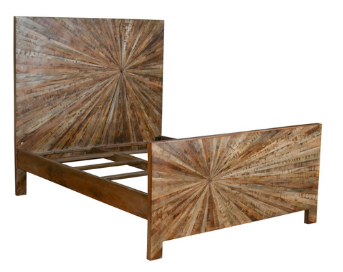 Mango Wood Solid Parquet Queen Bed