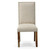 Chair Upholstered Dining Solid Wood Neutral Linen w Knailheads