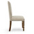 Chair Upholstered Dining Solid Wood Neutral Linen w Knailheads Close Up Image