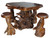 Live Edge Natural Teak Bar Table Set of 5 Room Scene