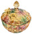 Multi Color Cut Glass Cannister With Gold Accent