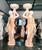 Pair Pink Multi Colored Marble Ladies Holding Urns 63 Inches High