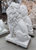 Pair White Marble Sitting Lions 35 Inches H GE21580
