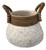 White Splint Weave Basket With Brown Handles