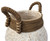White Splint Weave Basket With Brown Handles