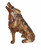 Rustic Teak Howling Wolf Sculpture