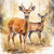 Watercolor Deer Pair Giclee Wall Art