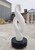 Abstract Twisted Flame White Marble Sculpture on Black Marble Base White Marble H57"*L21.6"*W21.6"