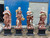 Classical Four Seasons Red Marble Statues on Black Pedestals  Set of 4 Multi Color Marble H70.9"        Stand:H19.7"