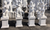 Classical Musical Cherub White Marble Statues on Pedestals  Set of 4 White Marble H59.1