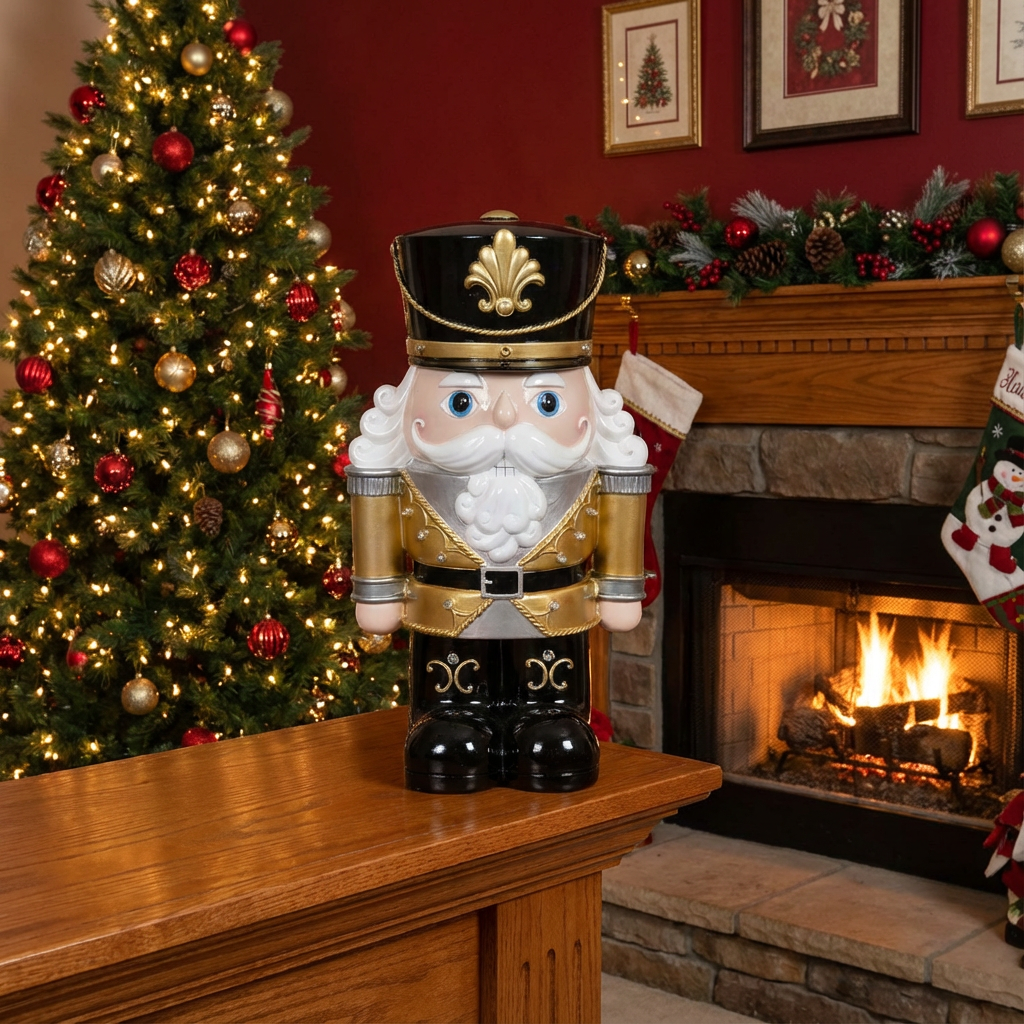 Black and Gold Nutcracker with LED lights