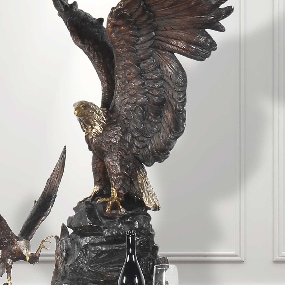 Bronze Eagle Perched on Rock 44 Inch Wide