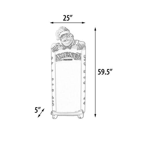 Standing Chef with Chalkboard 60" Tall