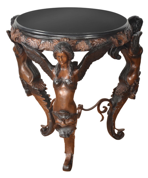Roman Three Winged Lady Bronze Occasional Table Room Scene