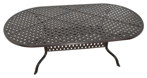 Savannah Outdoor Aluminum Oval Dining Table Close Up Image