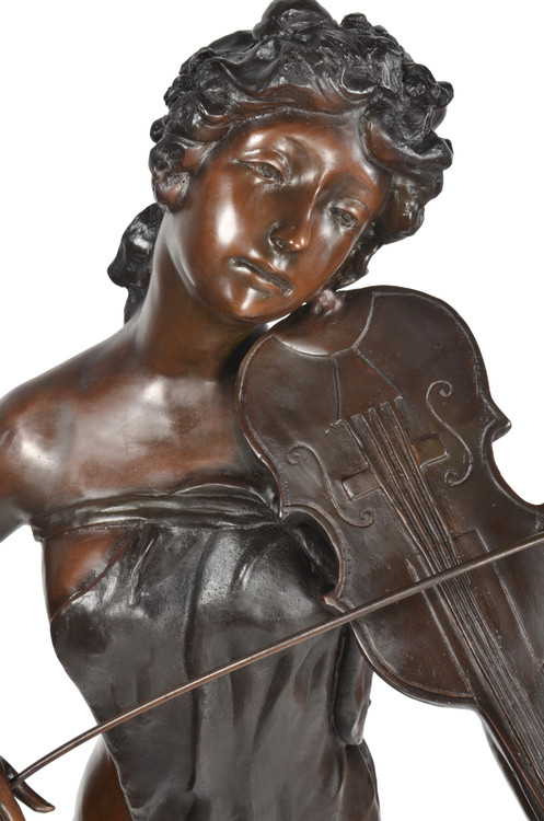 Lady Playing Violin 49 Inch Tall Close Up Image