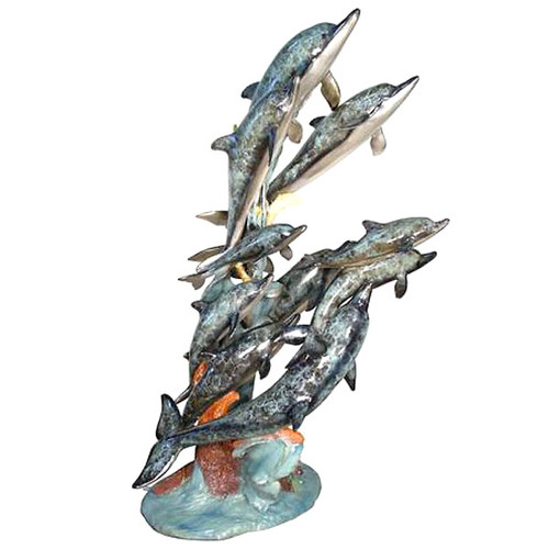 Ten Dolphins Fountain in  Special Patina