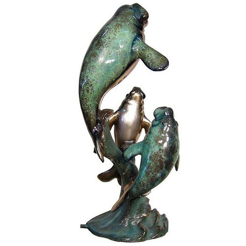 Manatee Fountain in Special Patina