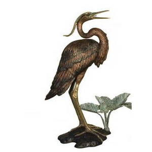 Natural Heron Sculpture Fountain Feature 65 Inch