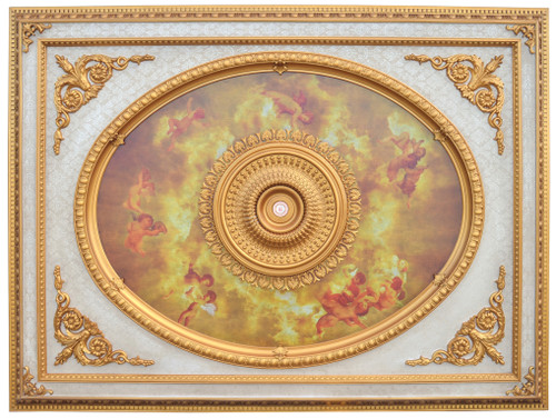 Classical Design Rectangular Ceiling Medallion 6ft x 8ft Room Scene