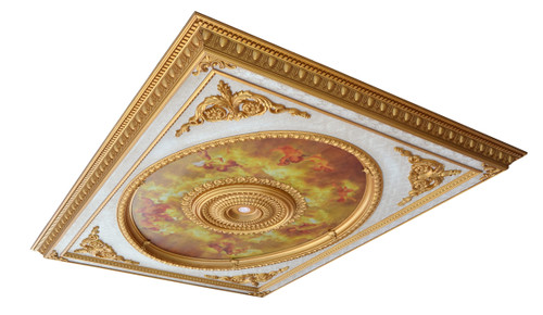 Classical Design Rectangular Ceiling Medallion 6ft x 8ft Close Up Image
