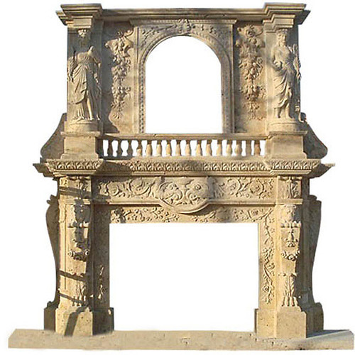 Monumental Travertine Mantel