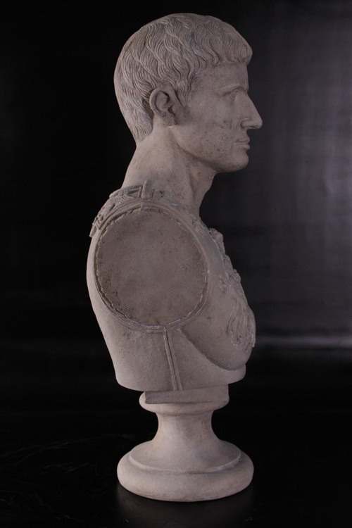 Augustus Caesar Faux Stone Bust 32.25" Tall Room Scene